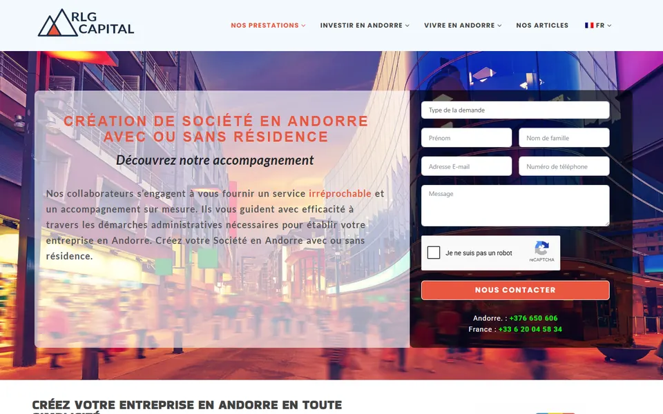 RLG Capital : page de service