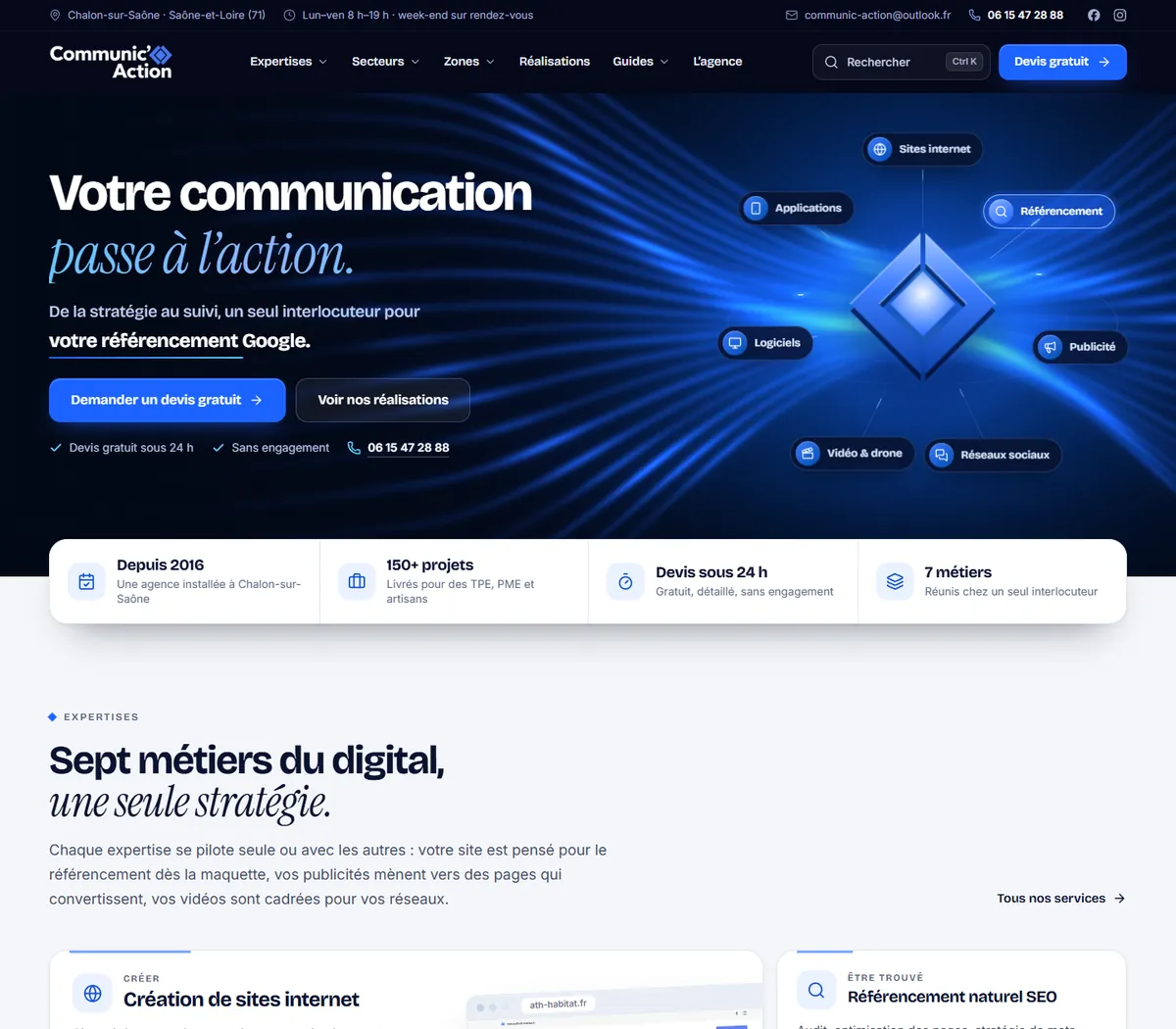Site internet Communic’Action, agence de communication et web à chalon-sur-saône, créé par WebFrance