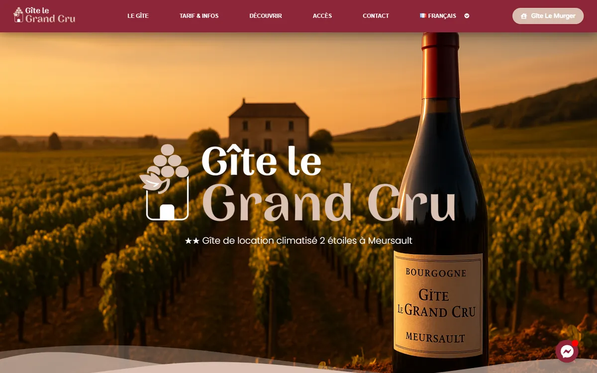 Site internet Gîte Le Grand Cru, gîte de charme à meursault, en bourgogne, créé par WebFrance