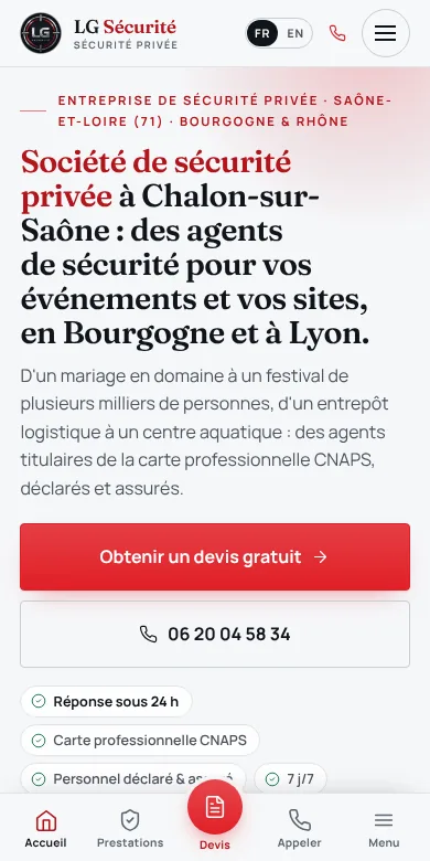 Version mobile du site LG Sécurité