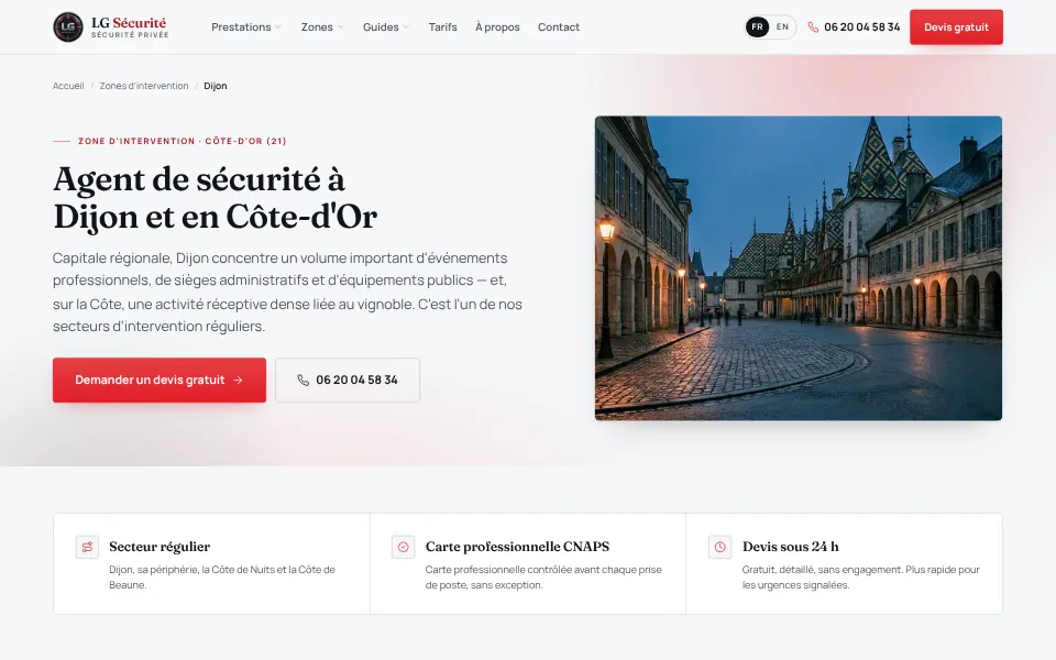LG Sécurité : page locale